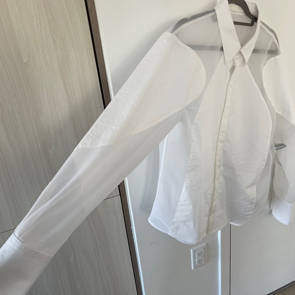 Dion Lee White Buttondown Blouse with Sheer Size US 8 - Picture 5 of 11